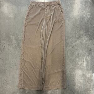 Vintage Y2K Gap Velour Wide Leg High Waist Flare Beige Trouser Pants 10